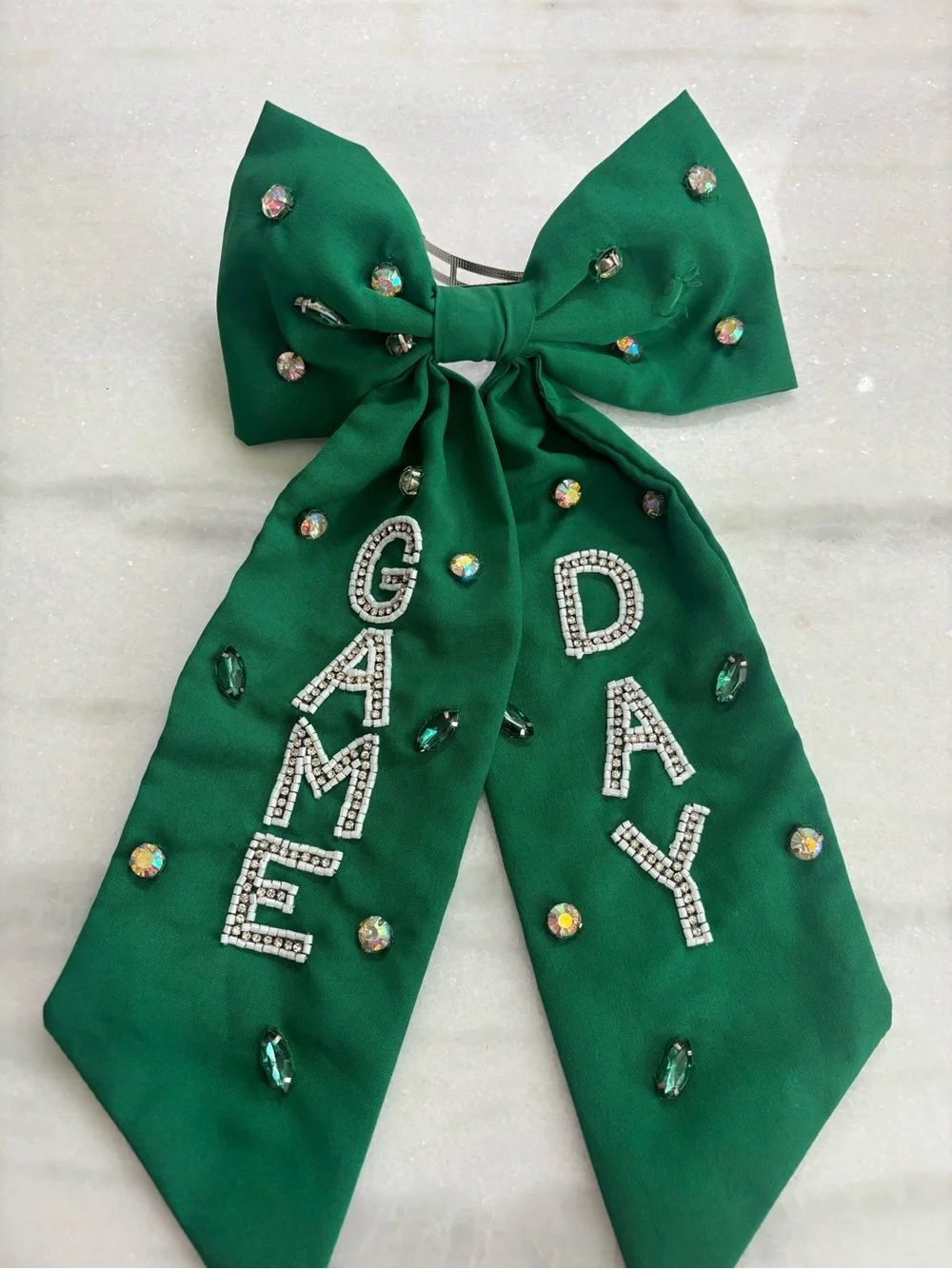 Embellished Green Bow Hair Accessory -